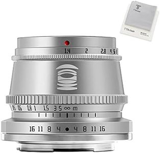 TTArtisan 35mm F1.4 APS-C Camera Lens Silver Version for Fuji X Mount Cameras Like X-A10、X-M2、X-H1、X-T1、X-T10、X-T2、X-T20、X-T3、X-T4、X-T100、X-T200、X-T30、X-PR03、X-E1、X-E2、X-E2S、X-E3、XS10