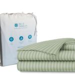 Blue Dahlia 300TC 1CM Stripe Cotton Duvet Cover - Green, Quilt Cover for Double Bed with Button Closure, Sateen Weave | Razai/Rajai/Blanket/Comforter Cover,(85" x 98") SA 8000, Oeko-TEX Certified