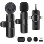 Gicorino Wireless Lavalier Microphones, 4-in-1 Universal Receiver for Android iPhone iPad Laptop & Camera, USB-C, Wireless Mini Microphone for Video Recording, Vlog, YouTube, TikTok