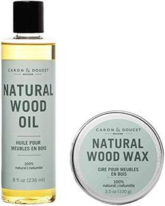 CARON & DOUCET - Natural Wood Conditioning Oil and Wax Bundle - 100% Plant Based Wood Conditioning and Polishing Oil - Orange Scented - Suitable for Natural Wood Furniture. (8oz)