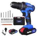 Battery Powered Drill Cordless Handheld Drill, 21V Combi Drill Power Drill Driver for Drilling Metal/Wall/Wood, 1500mAh, 45Nm, 25+1 Torque Setting, 2 Speed, LED Light