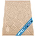 VIVAGLORY Cat Litter Tray Mat, Durable Litter Box Mat Kitty Litter Mats, 90×60cm Catch Litter Rug, Stay in Place, Keep Floors Clean, Traps Litter from Box, Beige