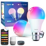 Lepro B1 AI Smart Bulb Bayonet, B22 WiFi Bulbs, Music Sync, Voice Control, LLM AI Generated Lighting, Bluetooth Colour Changing Light Bulb, Work with Alexa & Google Assistant, 2 Packs