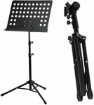 ATEK Adjustable Music Stand - Foldable, Height Adjustable 50-150cm, Sturdy Tripod Base, Durable Iron Plate, Rubber Adjustment Button, Portable Sheet Music Stand for Guitar, Violin, Piano, Guzheng