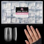 UNA GELLA Nail Tips Short Square False Nails Tips Matte 312Pcs 15Sizes Gel Nail Tips Full Nail Tips for Nail Extension Square Nails Tips Set Press On Nails No C Curve Nail Salon DIY