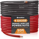 InstallGear 4 Gauge Wire - 50 feet 4 AWG Battery Cable - Copper Clad Aluminum (CCA) Battery Wire for Car Audio, Amplifier Power, 4 Gauge Battery Cables, and Ground Applications