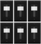 TOPGREENER PIR Motion Sensor Light Switch, Occupancy & Vacancy Motion Sensor Switch, 𝐎𝐩𝐞𝐫𝐚𝐛𝐥𝐞 𝐖𝐢𝐭𝐡𝐨𝐮𝐭 𝐆𝐫𝐨𝐮𝐧𝐝 𝐖𝐢𝐫𝐞, No Neutral Wire, 6PCS, Black