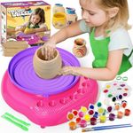 Vinkp Pottery Wheel for Kids - Complete Pottery Painting Kit Arts and Crafts for Kids Ages 8-12 with Air Dry Clay Art Supplies for Girls Boys Toys Birthday Gifts for 6 7 8 9 10 11 12 - Pink