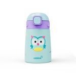 rabitat Milo Stainless Steel Water Bottle 350ml | 2 Year Brand Warranty | BPA Free | Leakproof Steel Sipper Bottle for Kids | Flip Lock Lid with Straw | Easy Carry Handle | Sky Hoot