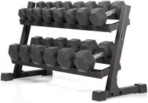 XMARK 10-50 Pound Dumbbells Weight Set (7 Pairs) with Weight Storage Rack (Black)