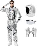 Ragelion Men's Astronaut Costume Halloween Spaceman Costume Set Unisex Suit Pretend Role Play Dress Up Outfit