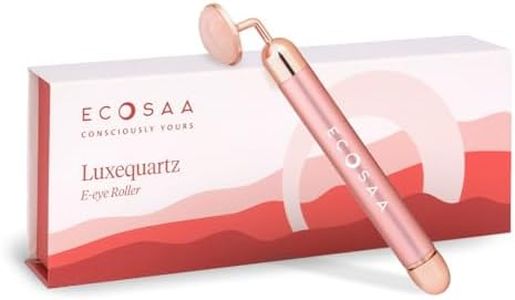 Ecosaa Luxequartz E-Eye Roller for Dark Circle Removal | Rose Quartz Crystal Electric Eye Roller for Puffy Eyes