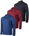Real Essentials Mens Quarter 1/4 Zip Pullover Men Sweatshirt Long Sleeve Shirts 1/2 Athletic Fishing Dry Fit Shirt Gym Running Compression Golf Half Top Workout Sweatshirts, Set 9, XL, Pack of 3