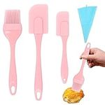 2 Silicone Spatulas, Baking Set with 1 Pastry Brush 1 Icing Piping Bag, 450°F Heat Resistant Cake Cream Mixing Spatula, Kitchen Utensils Tool for Baking Cooking(pink,blue)