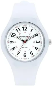 PINDOWS Watches for Women's Men, Sports Analog Watches for Nurses, Doctors, Medical Professionals, Students, Easy to Read Unisex Watch Luminous Dial 12/24 Hour Display