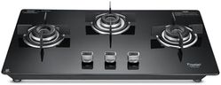 Prestige Efficia Convertible 3 Burner Glasstop Hob|One-Touch Advance Auto-Ignition|Cast-Iron Pan Support|Toughened Glass|SABAF Burners|Ultra-Slim Body|5 Years Warranty on Glass|Black