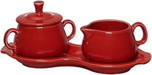 Fiesta Scarlet 821 Sugar and Creamer with Tray