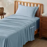 Bedsure Twin XL Sheets Dorm Bedding, Soft Breathable Extra Long Twin Sheets, Moisture Wicking Bedding Sheets & Pillowcases, Extra Deep Pocket Mattress Sheets Fits Up to 21" Thick, Mineral Blue