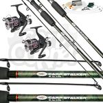 2x Carp Fishing Stalker Rods & Reels Set Up With Tackle set Ideal For Stalking Made By NGT