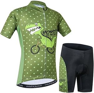 Maillot de ciclismo para niños, manga corta, diseño de dibujos animados, para ciclismo de carretera y montaña, pantalones cortos transpirables - - Small