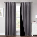 NICETOWN Total Shade Curtains and Draperies, Heavy-Duty Full Light Shading Drapes with Black Liner Backing for Villa/Hall/Dorm Window（Gray, Package of 2, 52-inch Wide x 95-inch Long