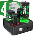 HASACOOL Controller Battery Pack for Xbox One, Controller Charger with 4x2550mAh(=4x6120mWh) Rechargeable Batteries for Xbox Series X|S/Xbox One,Charging Dock for Xbox One/One S/One X/One Elite