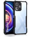 Wow Imagine Shock Proof Clear Polycarbonate Protective Back Case For Mi Redmi 12 5G|Poco M6 Pro 5G - Airedge Technology|360 Degree Camera Protection|Transparent Hybrid Back Case Mobile Cover - Black