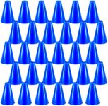 30 Pcs Cheer Megaphone for Party Blue Plastic Megaphone DIY Party Accessory for School Outdoor Activities Party Favors Sports Match Game (30, Blue)