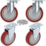 YOOGAA 5" Heavy Duty Caster Swivel Caster Wheels No Noise 360 Degree Rotation Plate Caster with Screw Total Capacity 1500lbs Set of 4 Without Brake