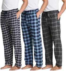 Real Essentials 3 Pack Mens Big & Tall King Size Pajama Pants Cotton Soft Pajamas Men Flannel Bottoms Fleece Buffalo Plaid Pj Lounge Pants Sleepwear Pijamas Hombres Woven Button Fly - Set 4, 3x Tall