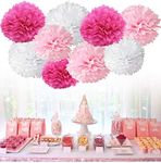 Chocozone 12" DIY Pom Pom Flower Party Props Party Supplies Birthday Decorations Items for Girls ( Shades of Pink) (Pack of 9)