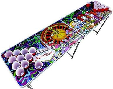 Alice in Las Vegas Psychedelic Poker Beer Pong Table with Cup Holes and Hole Covers