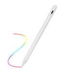 EVACH Stylus Plastic Pencil for iPad 6 Generation with Palm Rejection, Active Stylus with 1.2mm Fine Tip Stylus Compatible with Apple iPad 2nd Pen, Type-C Rechargeable Digital Pencil, White