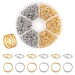 PandaHall Elite About 1200 Pcs 304 Stainless Steel Open Jump Rings Diameter 6mm Wire 21-Gauge 2 Colors for Jewelry Findings