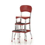 COSCO Stylaire Retro Chair + Step Stool with Pull-Out Steps, Red