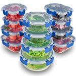 FineDine Food Storage Containers, Glass Kitchen Organizers and Storage 24PCS (12 Containers & 12 Airtight Lids), Pantry Organizers and Storage, BPA Free, Leak Proof - Blue