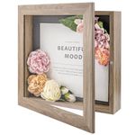 Golden State Art, 11x11 Shadow Box Frame Display Case, 2-inch Depth, Great for Collages, Collections, Mementos, 6 Pins Included (Light Brown, 1 Pack)