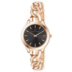 Carlington Women Stainless Steel Iconic Analog Ladies Watch With Premium Linked Strap - Ct 2036 Black Dial, Band Color-Rose Gold