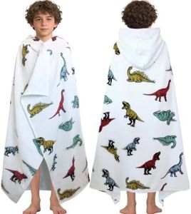 VOOVA & MOVAS Dinosaur Towel Robe Kids 8Years Up,100% Cotton,Absorbent&Soft