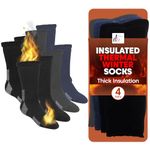 Thermal Socks For Men and Women - Thick Heated Winter Boot Socks - Insulated for Extreme Cold Weathers 4 Pairs