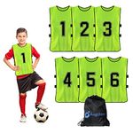 Numbered Soccer Pennies, Scrimmage Vest Sports Pinnies, Team Practice Pinnies, Soccer Bibs Training Vest for Adult Youth 6pcs, Green, Medium