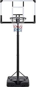 Yaheetech Basketball Hoop Net Set 10ft Height Adjustable Basketball Backboard Stand System 2.28M-3.03M with 2 Wheels & 44 Inch Backboard for Teens, Youth & Adults