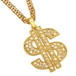 Ahier Gold Necklace Chain with Dollar Sign, 18K Gold Plated Hip Hop Chain Necklace Pendant for Men, 30inch