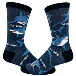 Men's Shark Da-Dum Socks Funny Shark Movie Theme Song Ocean Beach Vaction Footwear, Navy, One Size, Navy, One Size