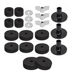 Alnicov Cymbal Replacement Accessories,21 Pieces Drum Replacement Kit,Cymbal Felts Hi-Hat Clutch Felt Cymbal Sleeves with Base Wing Nuts and Cymbal Washer for cymbal stackers,Black