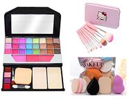 Fabify Fashion Makeup Kit for Girls + Premium Makeup Brushes + Insta Beauty Makeup Sponges (Pink Brush + 6155)