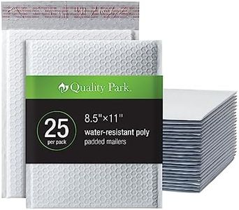 Quality Park Bubble Mailers, 8.25 x 11 Shipping Envelopes, Water Resistant White Poly Padded Envelopes, Redi-Strip Peel Off Closure, 25/Box (QUA85859)