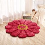 SHREE GANESH Furnishing Anti Slip Shaggy Fluffy Fur Rugs and Carpet for Living Room, Bedroom (Mandir - 2, 3 x 3 feet (Round))