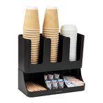 Mind Reader 6 Compartment Upright Breakroom Coffee Condiment and Cup Storage Organizer, Black, 13.5 x 4.30 x 12