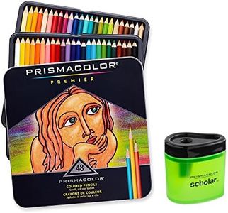 Prismacolor Premier Soft Core Colored Pencil Set of 48 Assorted Colors (3598T) + Prismacolor Scholar Colored Pencil Sharpener (1774266)